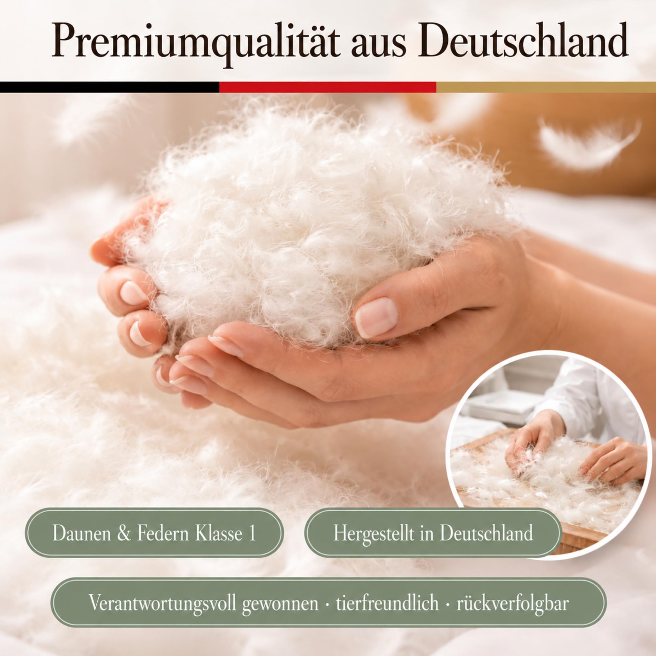Haber Natur Daunendecke 135x200 -90% Daunen Ganzjahresdecke Made in Germany | 4-Jahreszeiten-Bettdecke mit 90% Daunen statt Federfüllung: leicht, warm, für Allergiker. 624g, Downpass, OEKO-TEX, Nomite