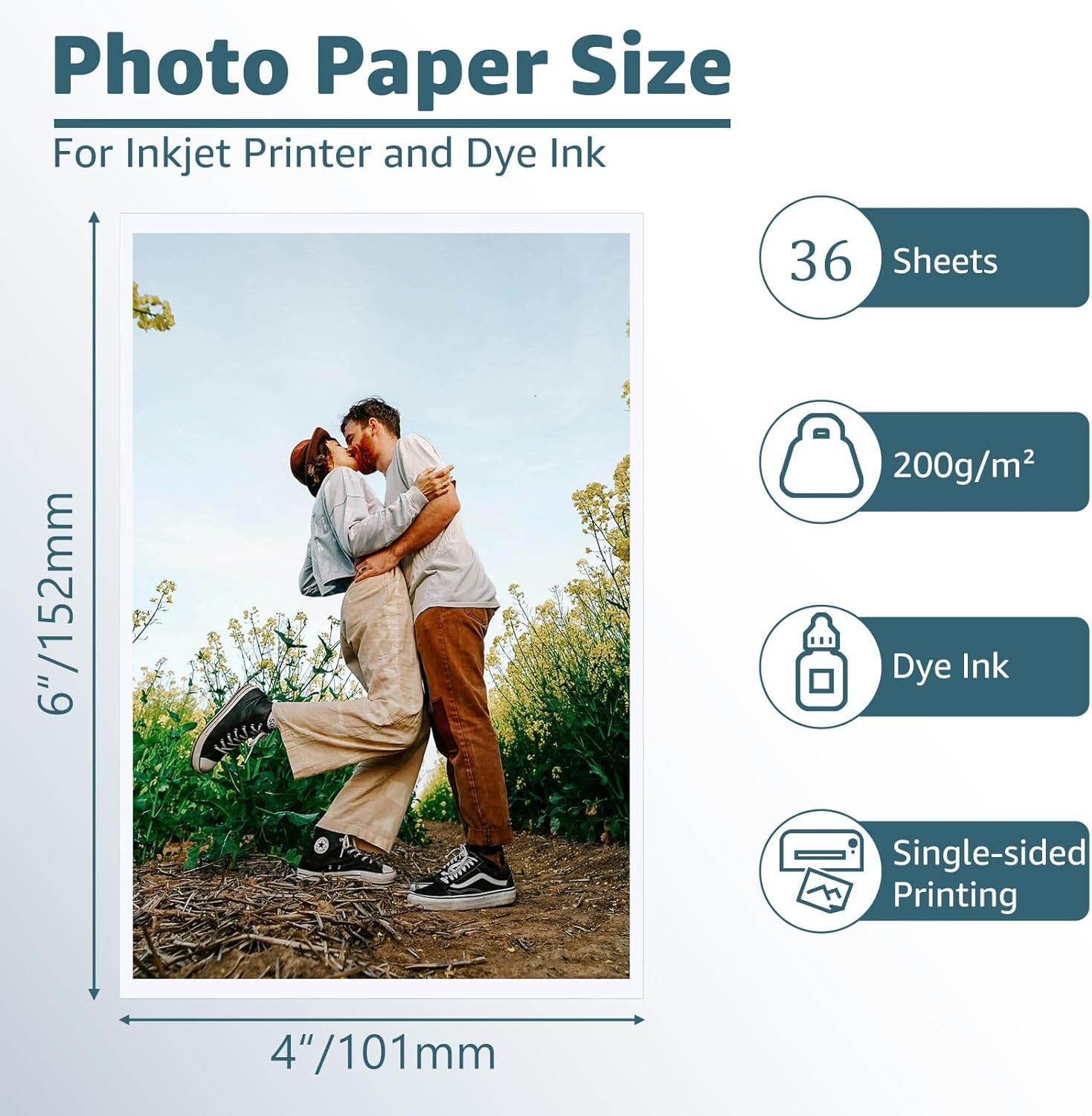 ZBEIVAN 4x6 Photo Paper, Glossy Photo Papers 36 Sheets, 4 x 6 Inkjet Printer Photo Paper for Dye Ink, 200 GSM thumbnail
