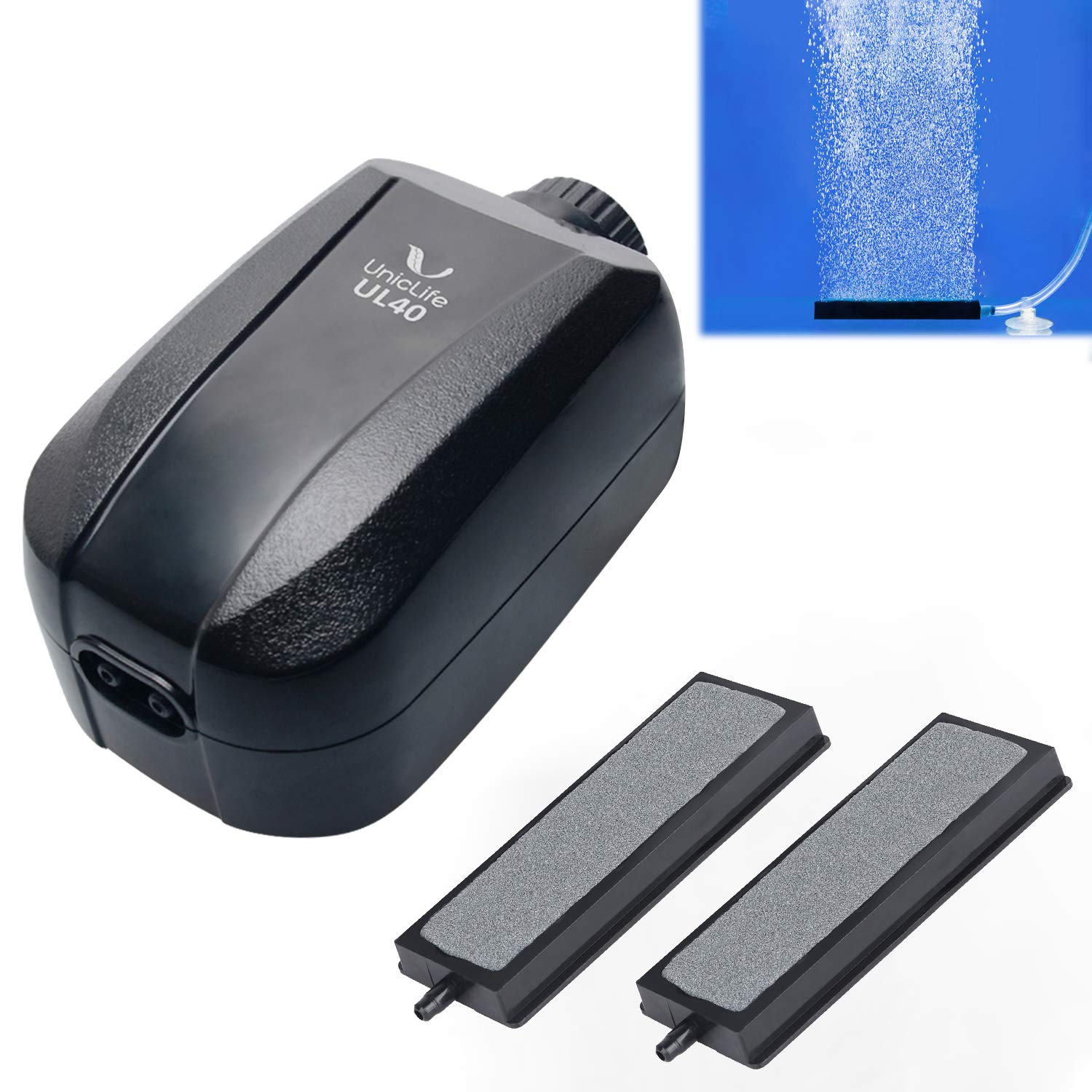 Uniclife Aquarium Air Pump Dual Outlet Fish Tank Aerator with Accessories for 10-100 Gallon Tank