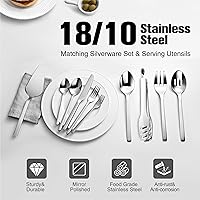 Vista 3 de KINGSTONE Juego de cubiertos con utensilios para servir, cubiertos de 65 piezas para 12, 18/10 cubiertos con juego de utensilios de servicio de 5