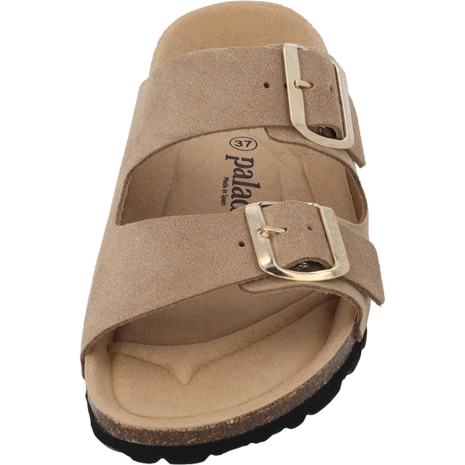 Palado Pantoletten Damen Korfu Mono - bequeme Sandalen Made in Spain - Hausschuhe mit dämpfendem Kork-Fußbett - modische Sommerschuhe