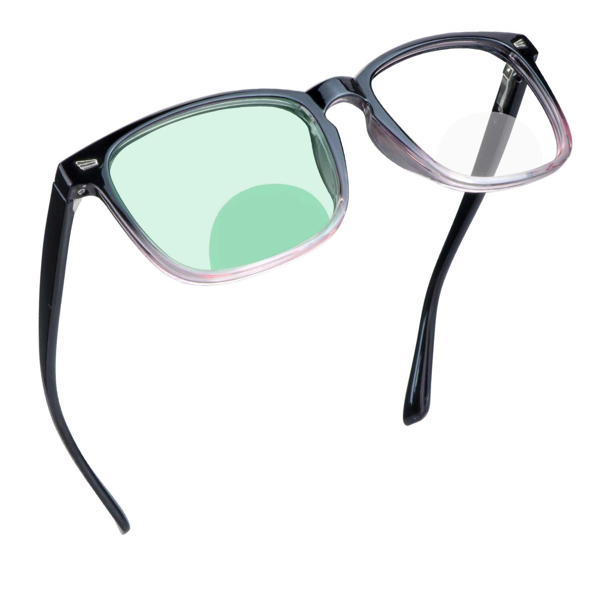 YEIN Bifocal Reading Glasses with Blue Light Blocking Lenses, Bifocal Reader for Women and Men, Vintage Square frame with Spring Hinge (+0.00/+2.00