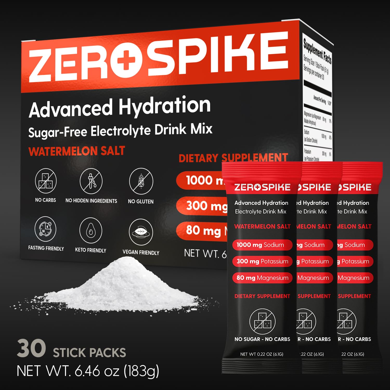 No Sugar Electrolytes Powder Packets | Keto & Fasting Salts Drink Mix | Supplements: The Key Hydration Nutrients Missing from Purified Water | Clean, Watermelon, Calorie Free | 30 Sticks — Amazon image 3