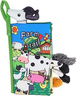 Livros para Bebês Brinquedos, Pano Tocar e Sentir Livros de Pano Enrugado para Educação de Bebês Tema de Animais Livros de bebê de Pano Macio Portátil à Prova de Rasgo (Animal de Fazenda)