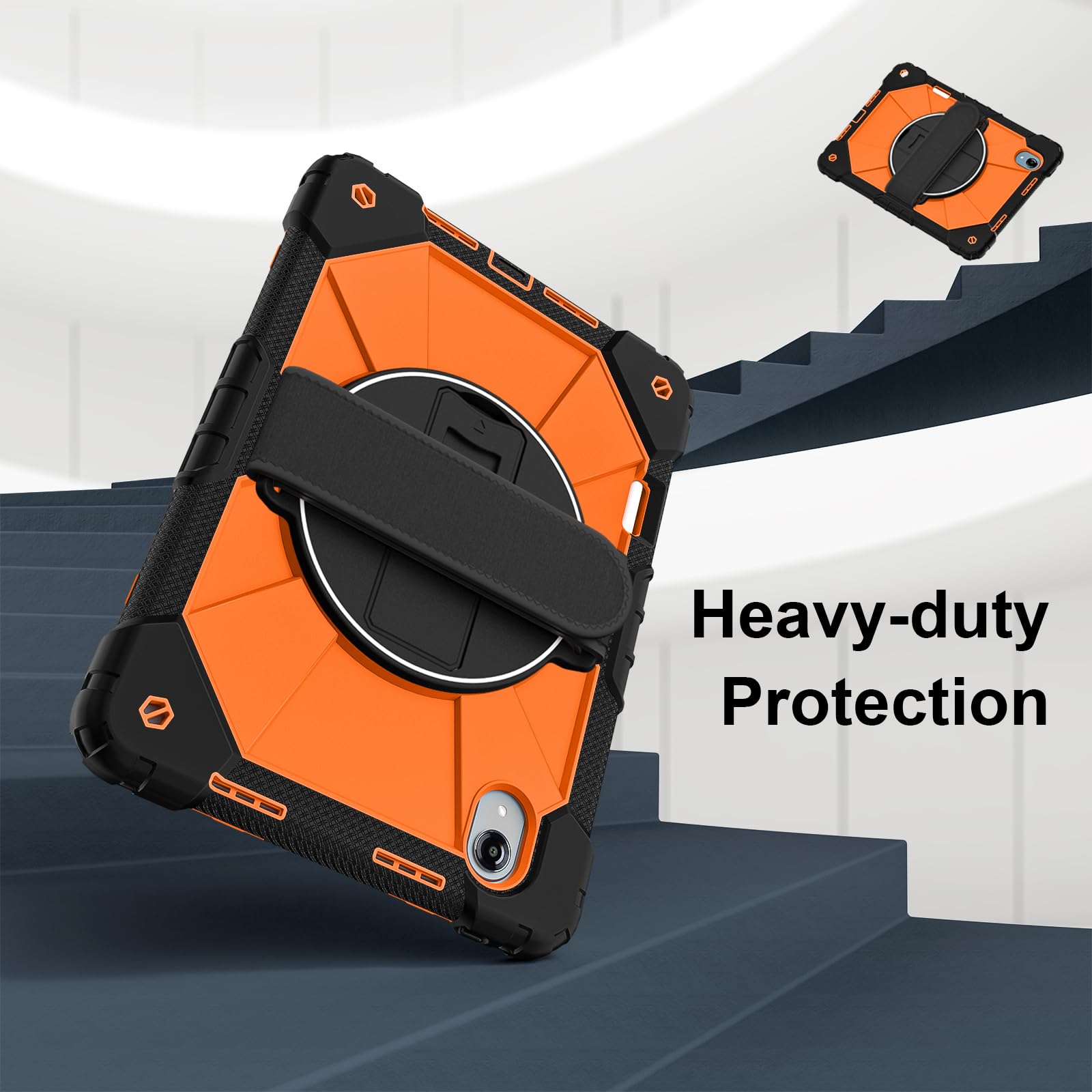 Compatibile con Lenovo Xiaoxin Pad Pro GT 13 (2026) TB378FC 13" custodia protettiva antiurto con supporto/portamatite, resistente copertura in TPU con tracolla da polso (arancione)