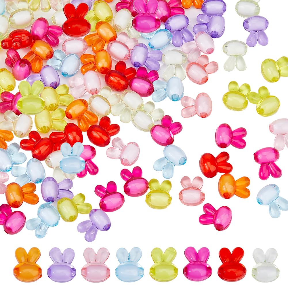 Perles en acrylique lapin à grand trou de 2mm pour cordon de bracelet et collier fantaisie DIY