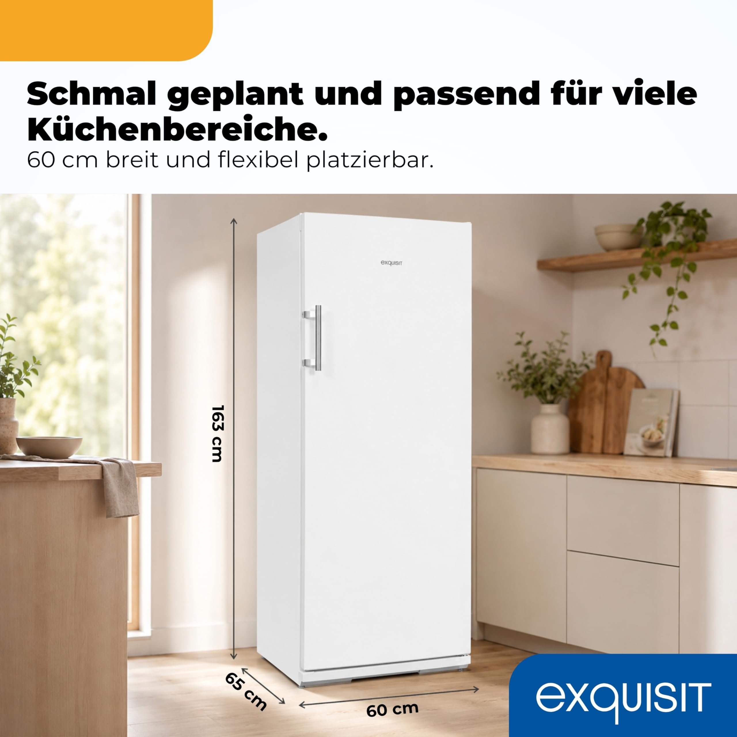 Exquisit GS27-H-280E Gefrierschrank - 232 L Standgerät Tiefkühlschrank | 4-Sterne Gefriergerät mit Bigbox und 6 Schubladen, wechselbarer Türanschlag, Maße 163 x 60 x 65 cm, Energieklasse E