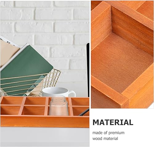 Miniatura 9 de Organizador dividido de madera, bandeja de clasificación de madera, pantalla de rejilla, bandeja rectangular de madera dividida con 10 secciones