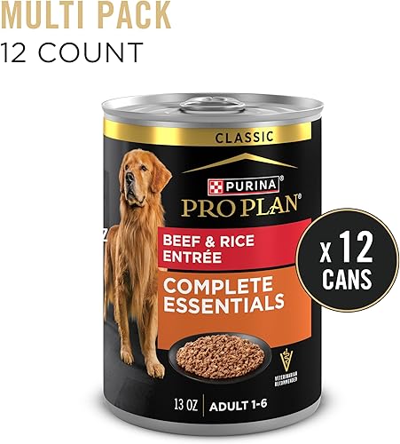 Miniatura 3 de Purina Pro Plan Alimento en paté húmedo para perros, con alto contenido de proteínas, plato principal de carne de res y arroz (12 latas) 13 onzas -