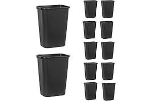 Commercial Products 10-Gallon Resin Wastebasket for Office and Home Use, Black