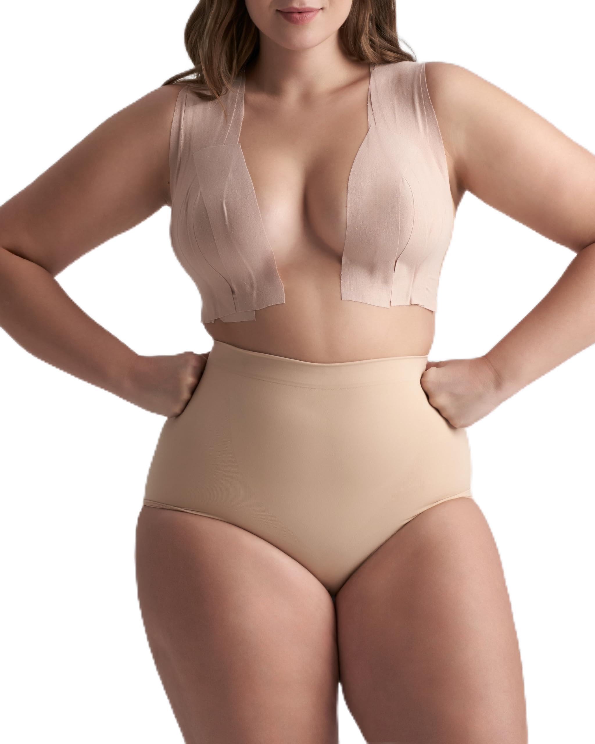 Bye Bra Women's Beige Body Tape Roll | Breast Lift Tape | Adhesive Bra | Lifting Boob Tape With Satin Nipple Covers | Waterproof Body Tape | Invisible Sticky Bra Alternative | Booby Tape (10Cmx5m)