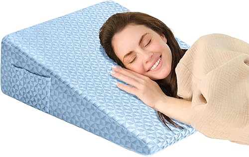 Almohada de cuña de 7.5 pulgadas, cuña de cama después de la cirugía, alivio del dolor de espalda, almohada de espuma viscoelástica, cuña inclinada