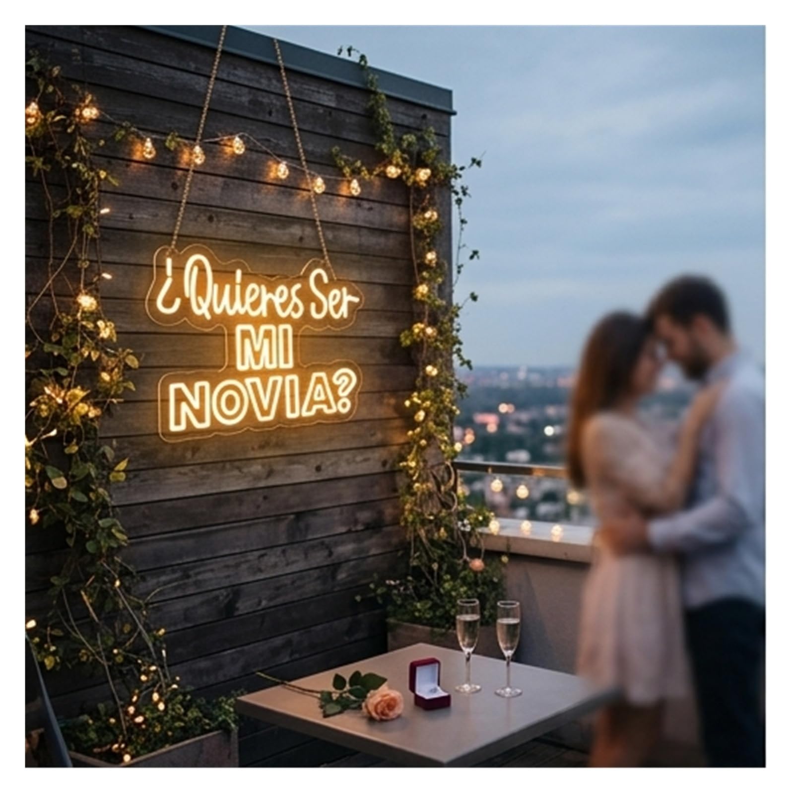 Decoración Lámparas Quieras Ser Mi Novia Letrero De Neón USB Propuesta Española Luz LED Regulable Para Aniversario De Bodas Decoración De San Valentín 15.75inx11.4in