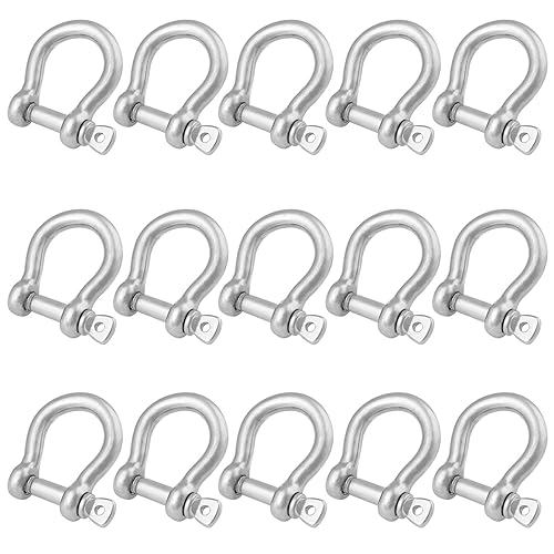 Miniatura 8 de Juego de 8 grilletes de anillo en D de acero inoxidable 304 de 12 pulgada para aventuras al aire libre, alambre de acero de tracción y construcción