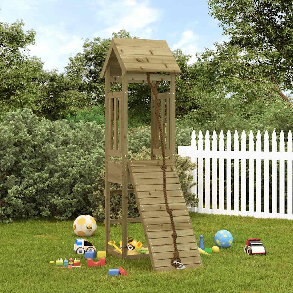 Spielturm mit Kletterwand aus imprägniertem Kiefernholz für Garten, Kinder, Outdoor, mit Sandkasten, Rutsche, Seil, Wippe, für Kinder ab 3 Jahren, robustes Holzspielhaus für draußen