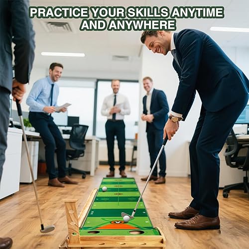 Miniatura 7 de Wekin Indoor Putting Green with Auto Ball Return,11 Foot Golf Practice Putting Mat,Ideal Training Putting Mat for Beginners & Advanced Players