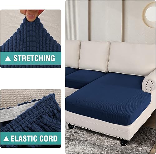 Miniatura 4 de cjc Funda de sofá para sofá modular en forma de L, 3 piezas, fundas de jacquard elásticas para sofá de sala de estar, fundas de muebles en forma de