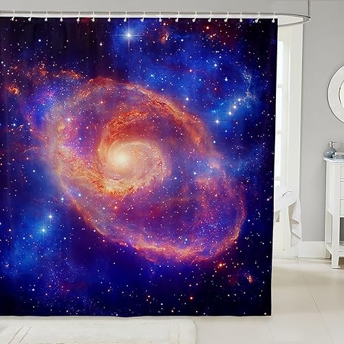 Miniatura 1 de Erosebridal Cortina de baño de galaxia para niños, decoración de habitación espacial, 72 pulgadas de ancho x 72 pulgadas de largo, cortina de ducha