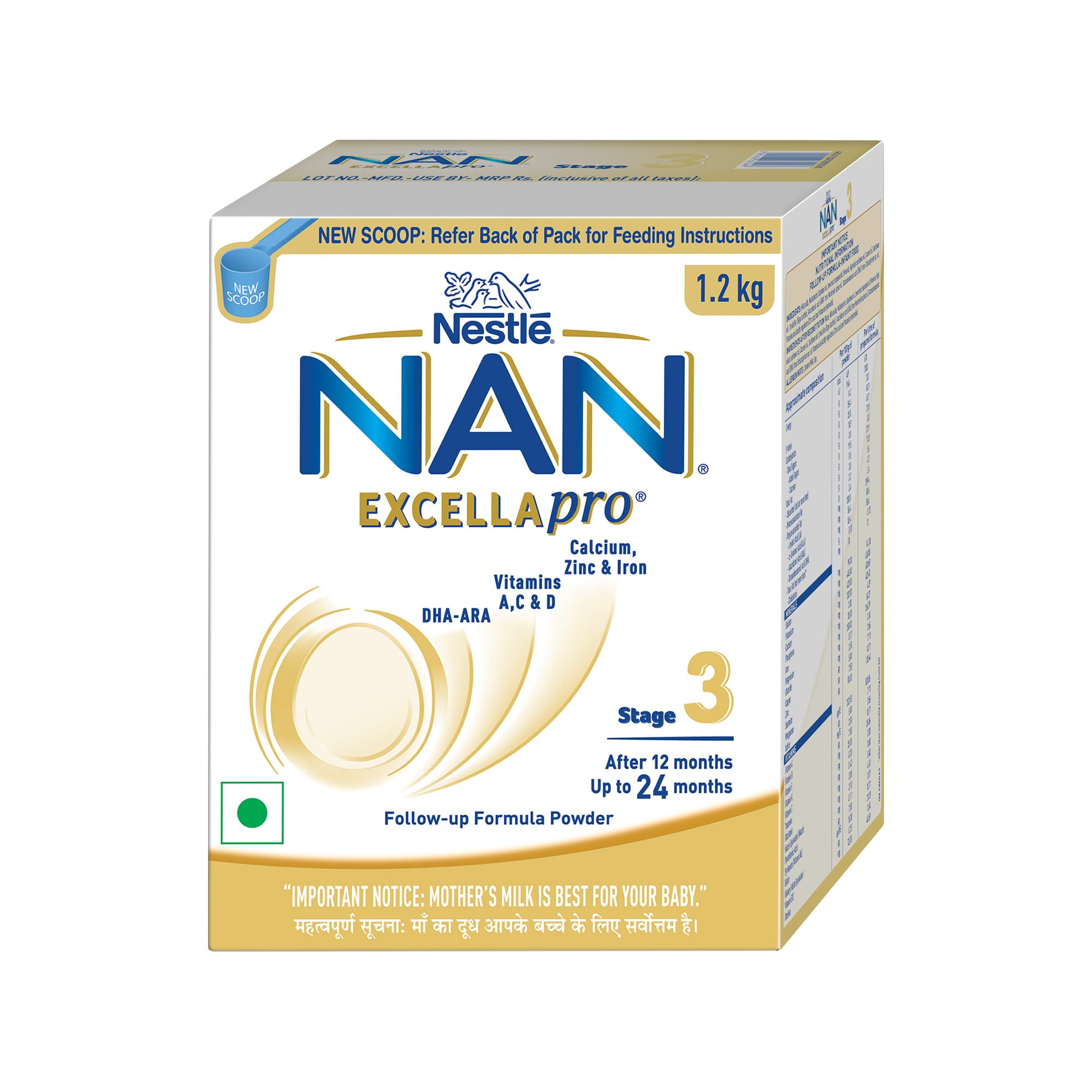 Nestlé NAN EXCELLAPRO 3 Follow-Up Formula-Powder After 12 months, Up to 24 months, Stage 3, 1.2 Kg, 3 x 400g Pouch in Box-image-14