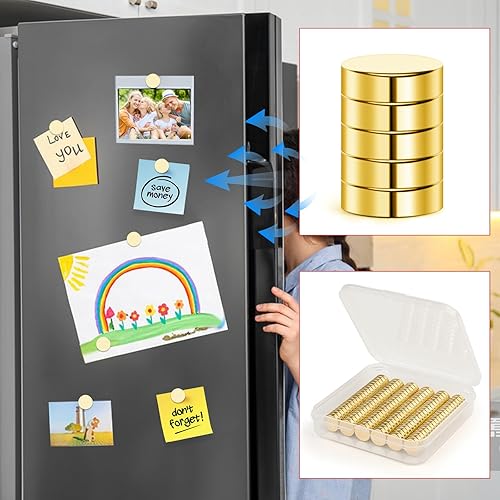 Miniatura 12 de Imanes para refrigerador, 50 unidades, redondos y pequeños, de neodimio de 0.39 x 0.12 pulgadas, para pizarra blanca, manualidades, bricolaje
