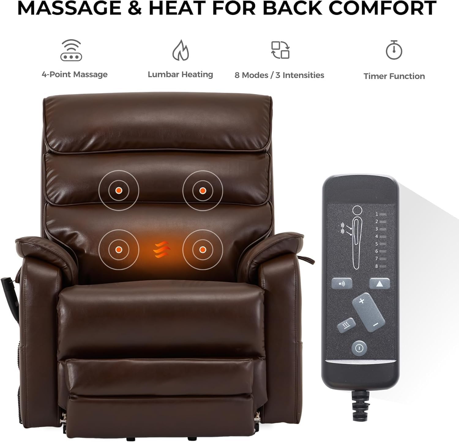 Power Dual Motor Lift Recliner Chair for Elderly, Large Wide Lift Chair with Lay Flat, Infinite Positions, Heat and Massage, Extended Footrest, Supports 400 LBS