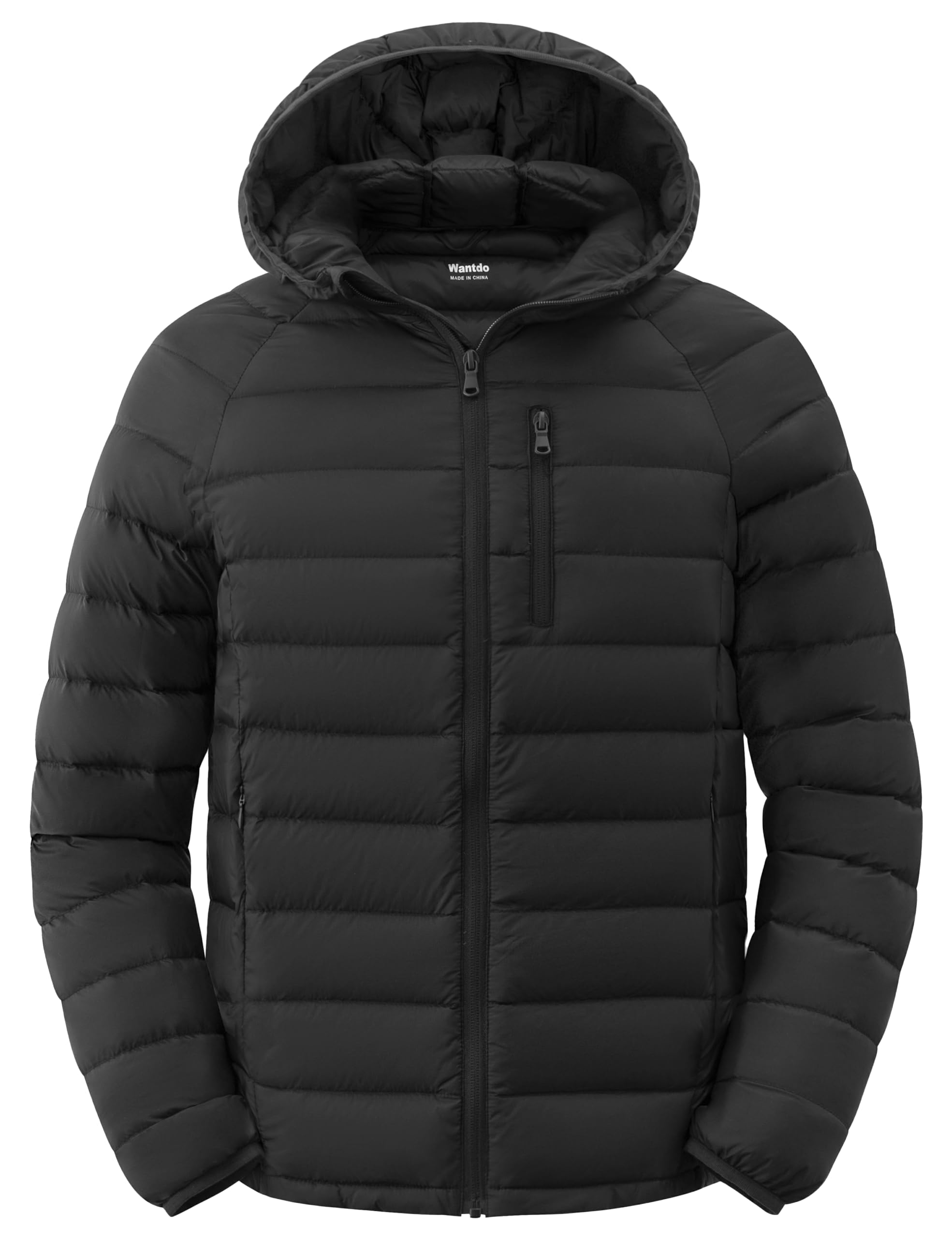 Wantdo Men's Packable Down Jacket Lightweight Puffer Jacket Hooded Winter Jacket