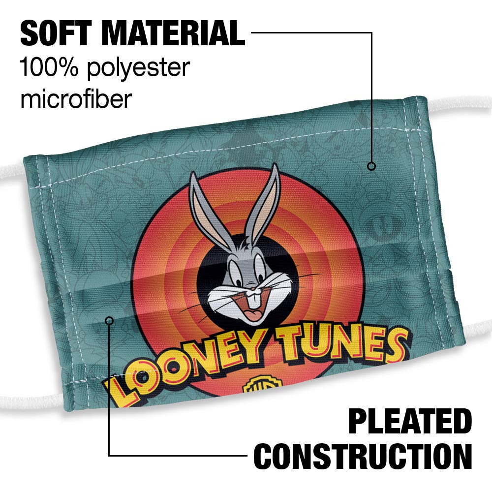 Popfunk Looney Tunes Kids Looney Logo 1-Ply Reusable Face Mask Covering with Adjustable Nose Wire
