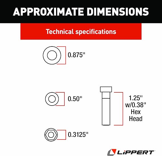 Lippert Components - 216567 Motorized Step Wet Bolt Replacement Kit for Coach Step