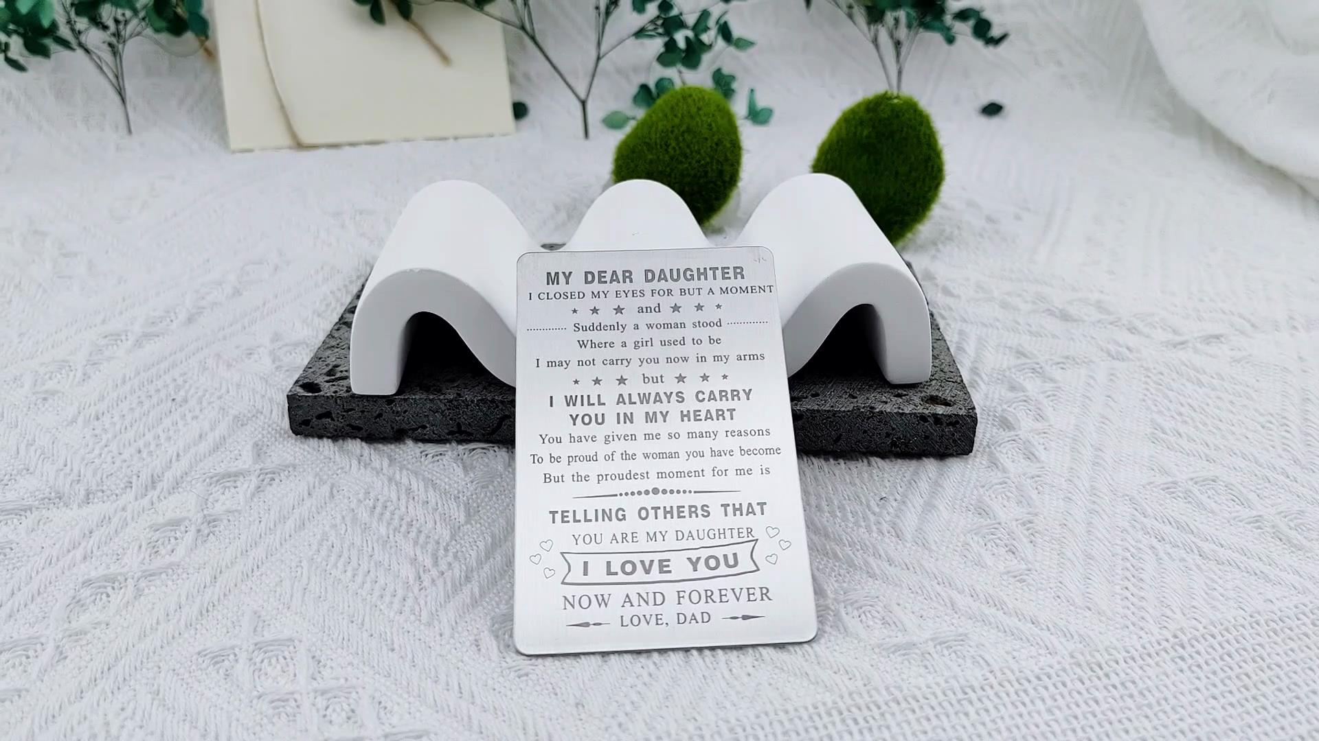 Mother's Day Card For Daughter - Stainless Steel Wallet Card With Heartfelt Message From Mom And Dad