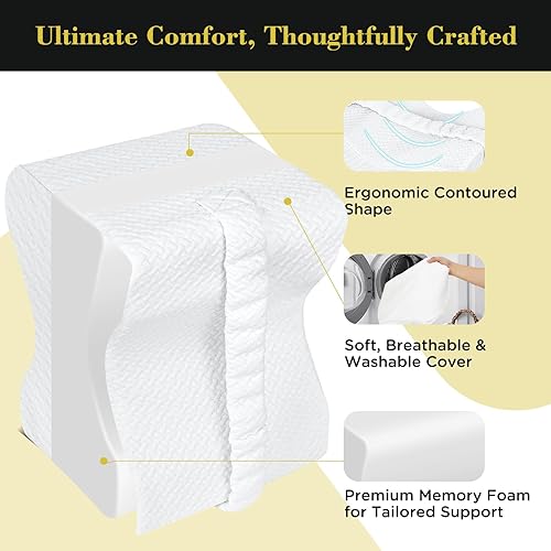 Miniatura 2 de Almohada de rodilla para dormir de lado, almohada de piernas para ciática, espalda, caderas, rodillas, alivio del dolor en las articulaciones,