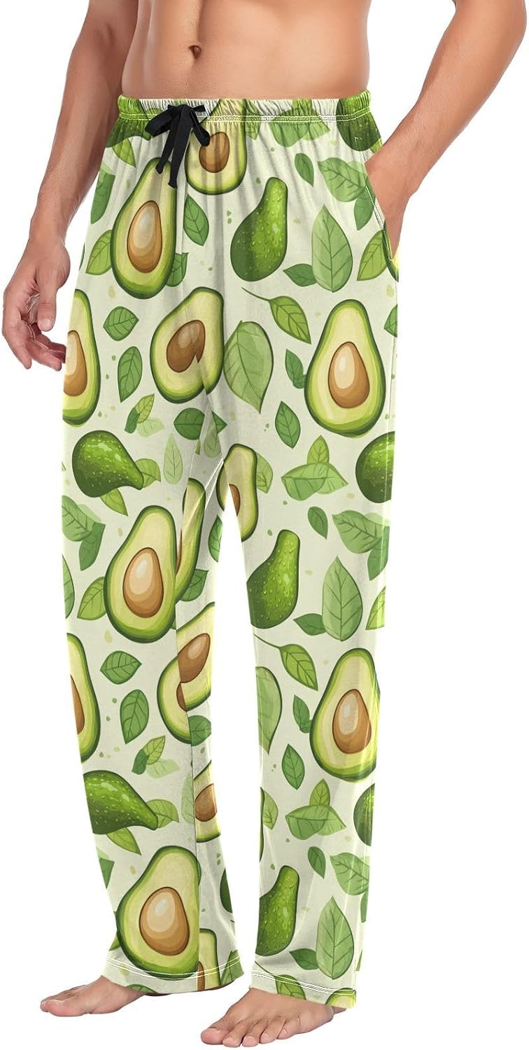 Funny Avocado Dumbbell Pajama Pants Cute Fruit Men's Pajama Bottoms Lounge Sleepwear PJs Casual Lightweight Sleep Pants XL - Image 4