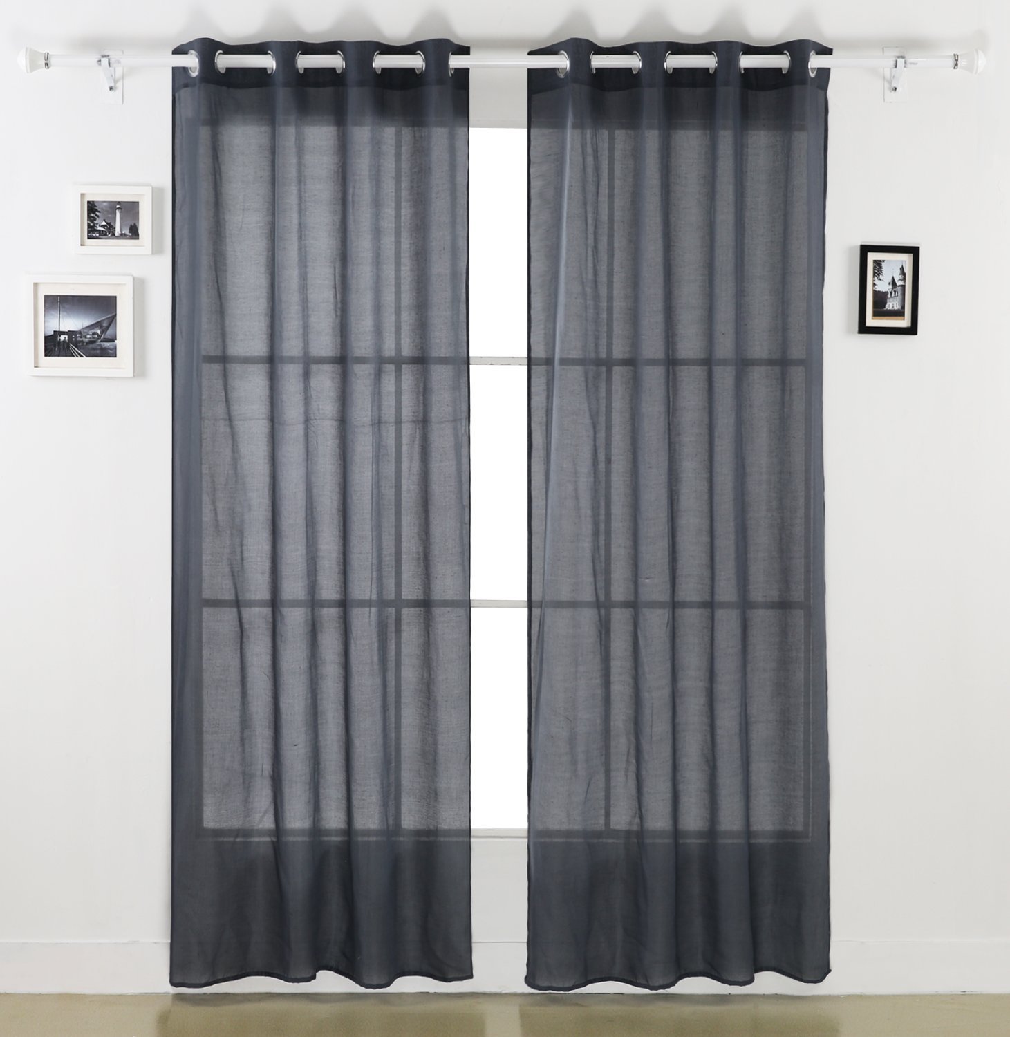 Voilage gris foncé Deconovo en simili voile haut de gamme avec finitions œillets impeccables