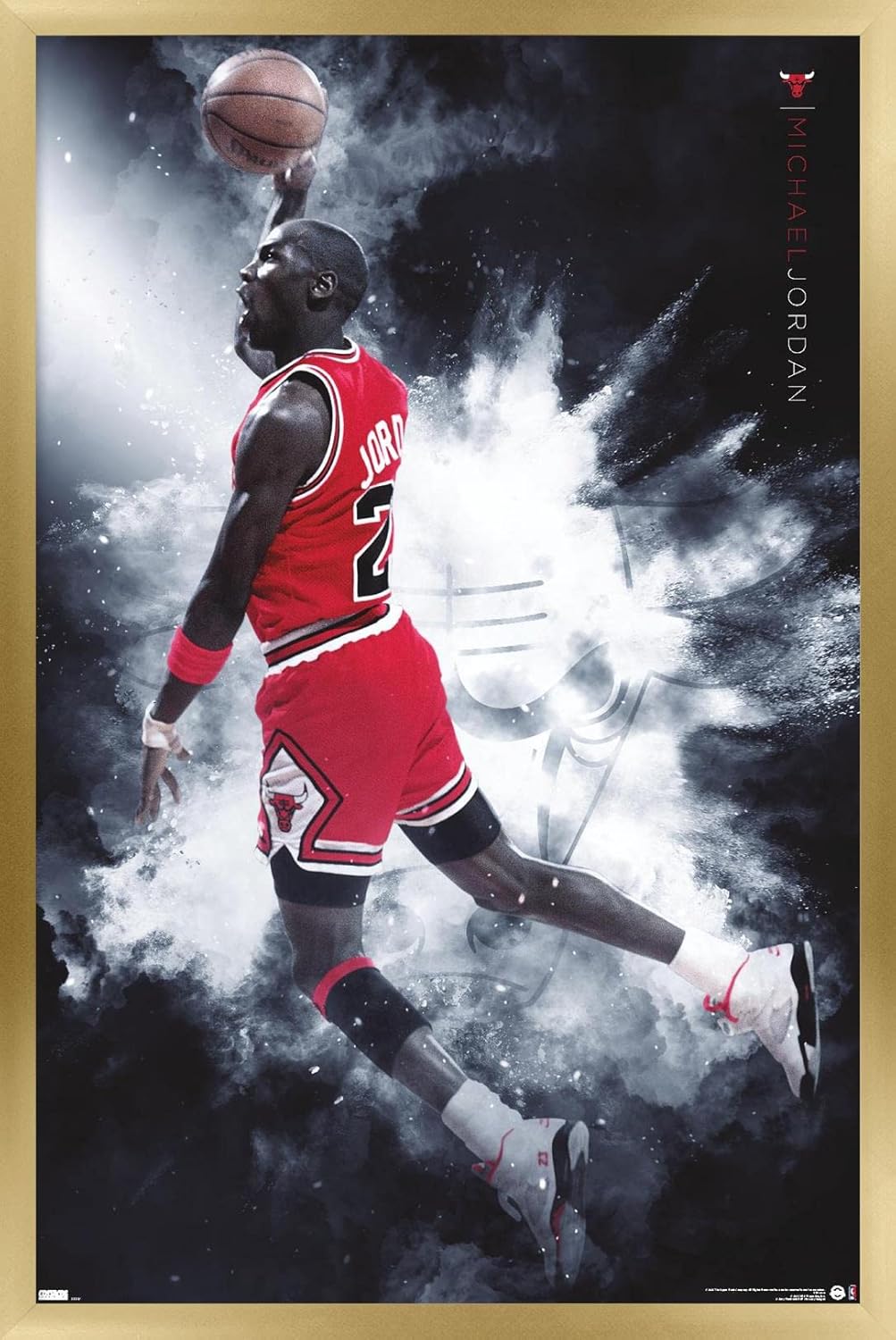 Michael Jordan - Burst Wall Poster, 34L" x 22.4W", Black Framed Version