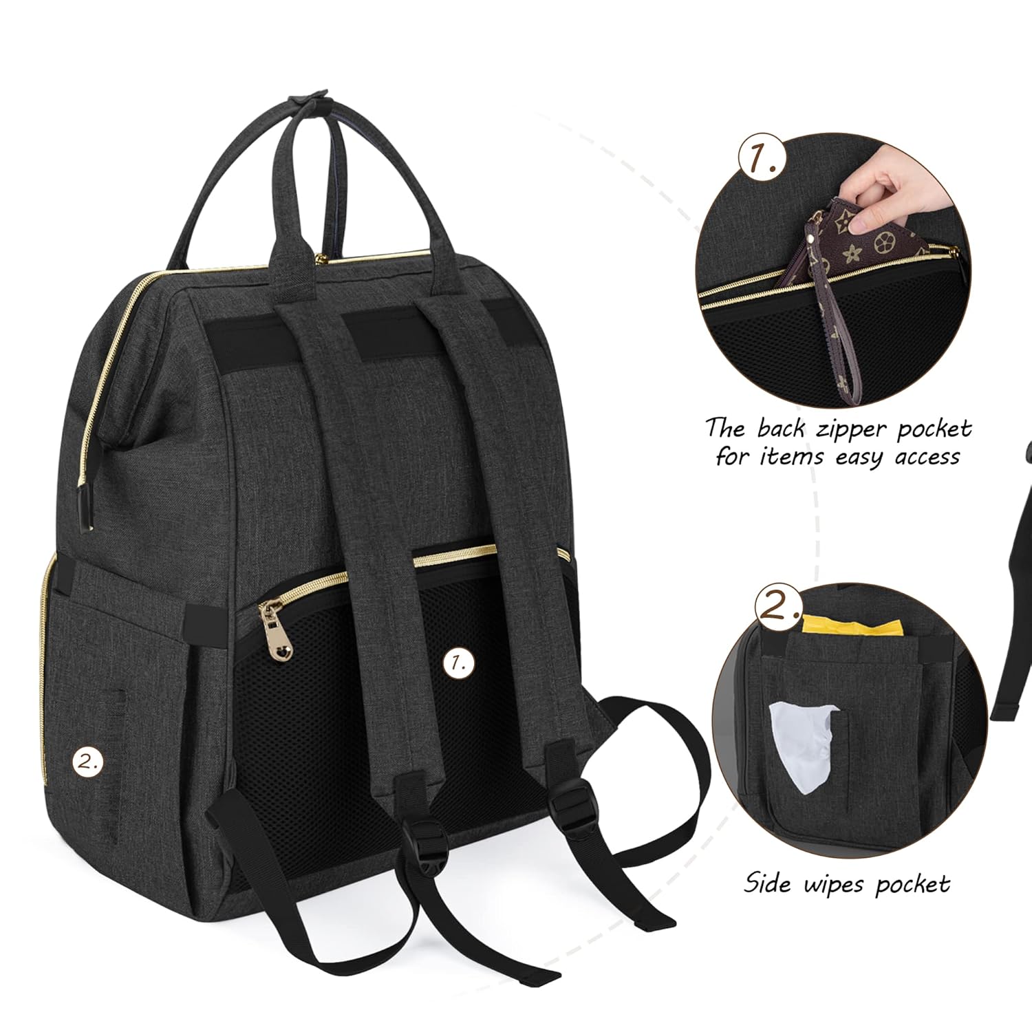 CURMIO Breast Pump Bag Backpack Compatible for Spectra S1, S2, Medela, Pumping Tote with Compartment for Cooler Bag, with Padded Laptop Sleeve for Working Moms, Black - Image 5