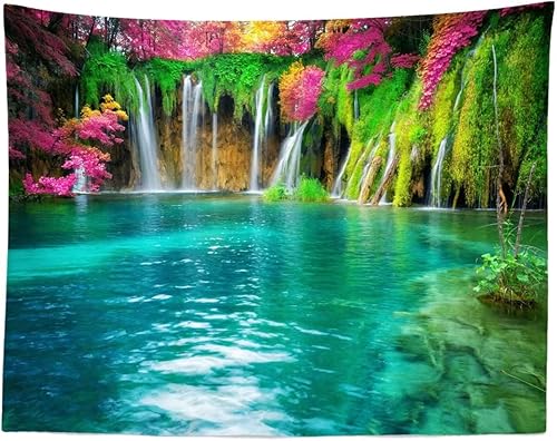 Miniatura 14 de BELECO Fairyland Mountain Lake - Pintura de paisaje de cascadas, paraíso natural, estética japonesa para decoración de dormitorio y sala de estar