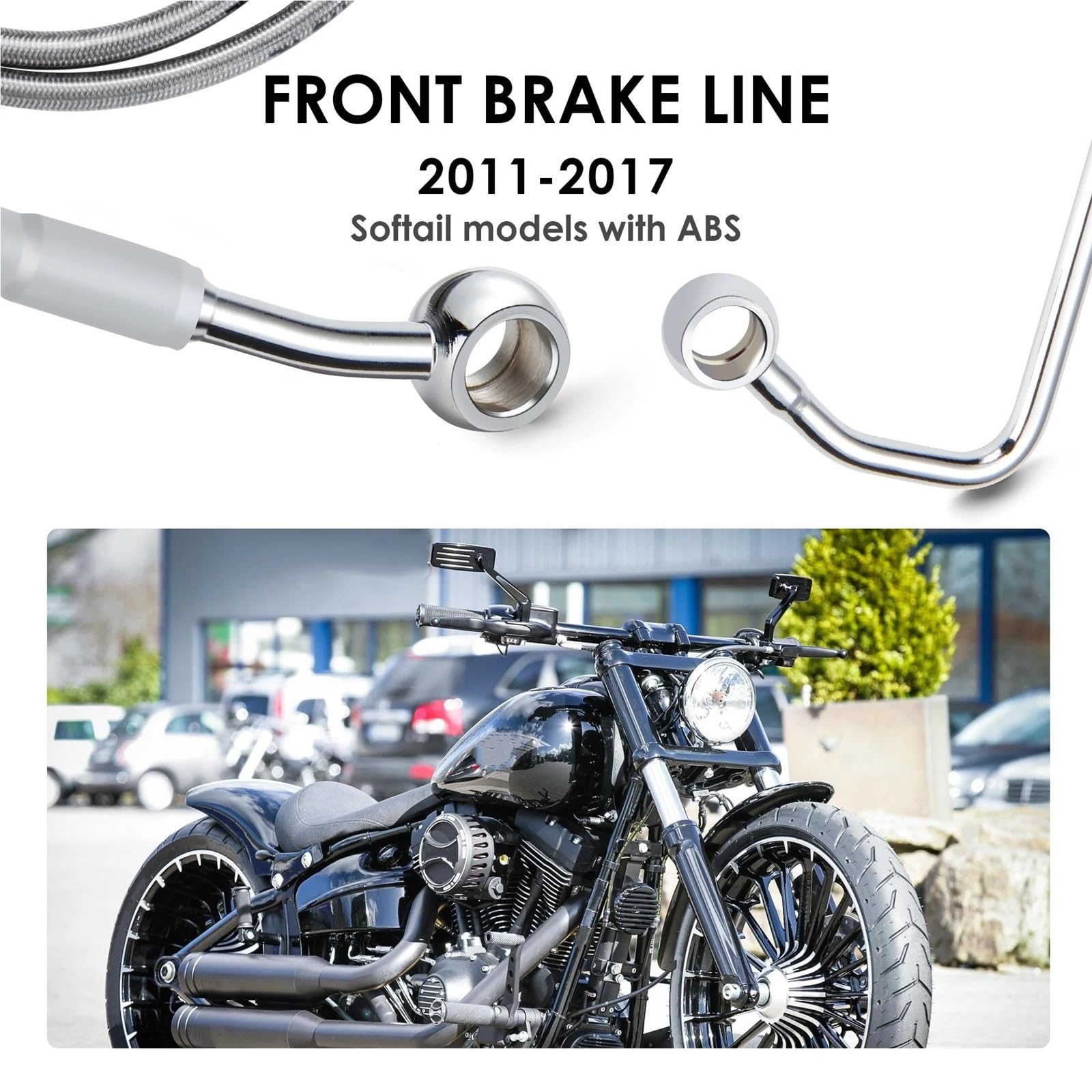 Linki napędowe do motocykli Do Softail 2011-2017 Heritage Fat Boy Breakout z ABS 91/96/101CM przedni górny przewód hamulcowy olejowy(101CM Black)