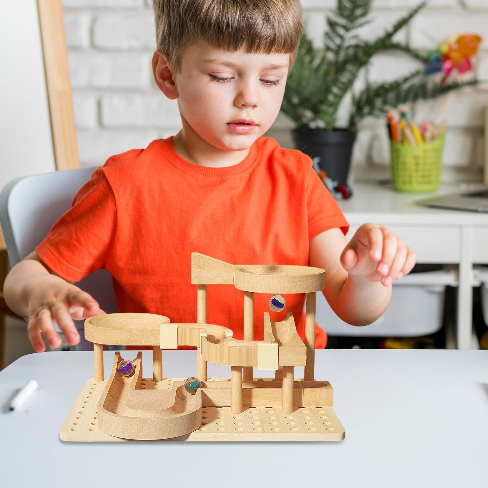 Tor Kulkowy Zabawne Drewniane Gry Edukacyjne | Labirynt Dla Kulek Zabawki Konstrukcyjne Gry Puzzle dla Chłopców i Dziewczynek na Urodziny Święta Boże Narodzenie Szkołę
