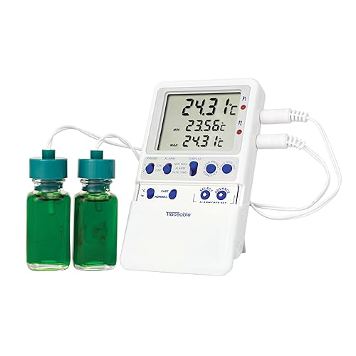 Termómetro digital calibrado rastreable para neveracongelador con 2 sondas de botella, 58 a 158 Fahrenheit, precisión de 32.5 F