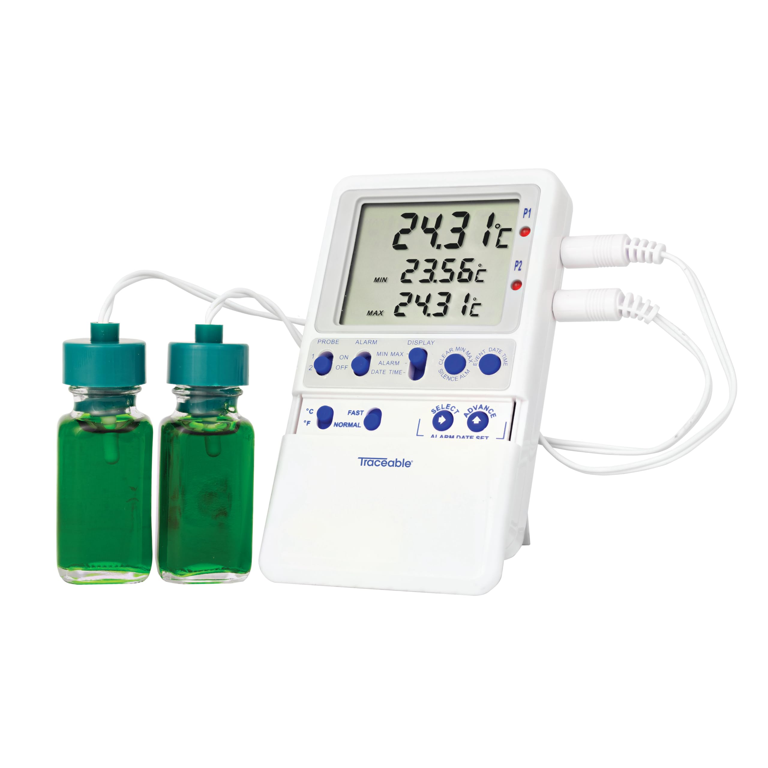 digi-sense calibrado Frigorífico/congelador Termómetro de alta precisión, botella de 2 sondas