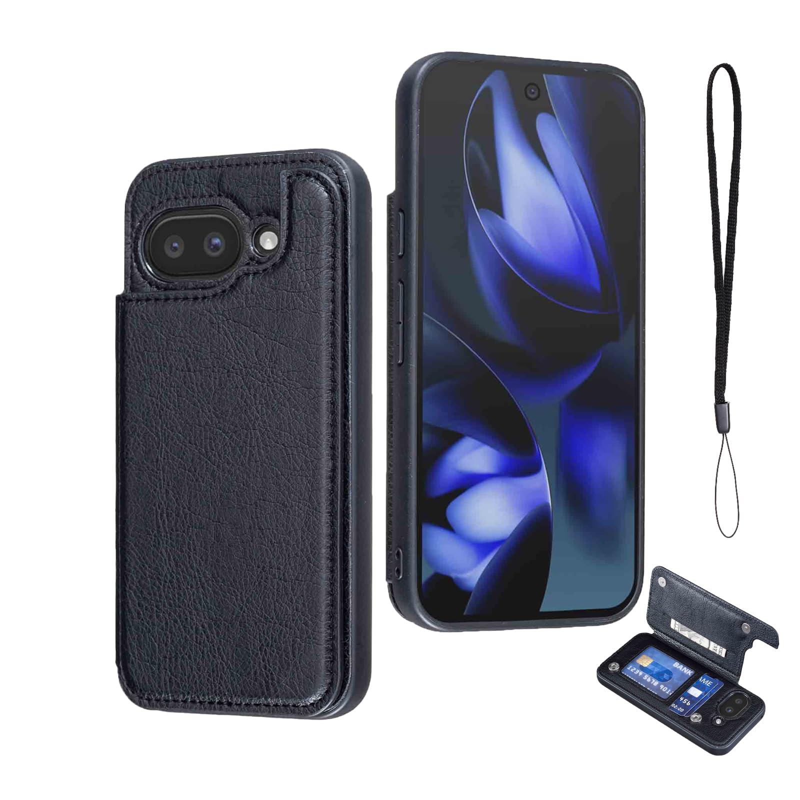 Cafma 対応 GOOGLE PIXEL 9A ケース 背面 カードケース pixel9a 携帯 カバー 手帳型 ケース グーグル ピクセル9a 携帯 ケース 手帳型 スタンド機能 薄い 背面 IC カード入れ 手帳型 財布型 カバー(ブラック)グーグル PIXEL9A Black