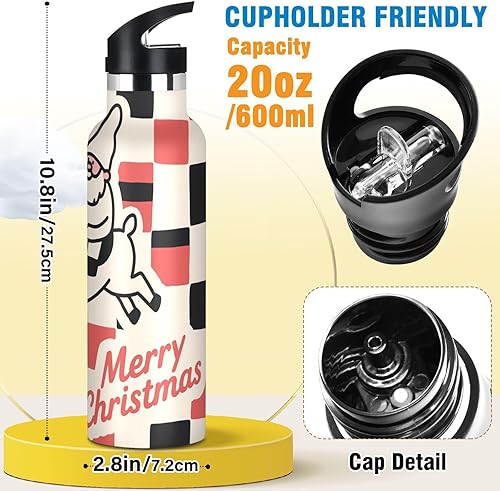 Miniatura 2 de Botellas de agua reutilizables a prueba de fugas y sin BPA con pajitas a prueba de fugas de doble pared aislamiento al vacío para bicicleta, correr,