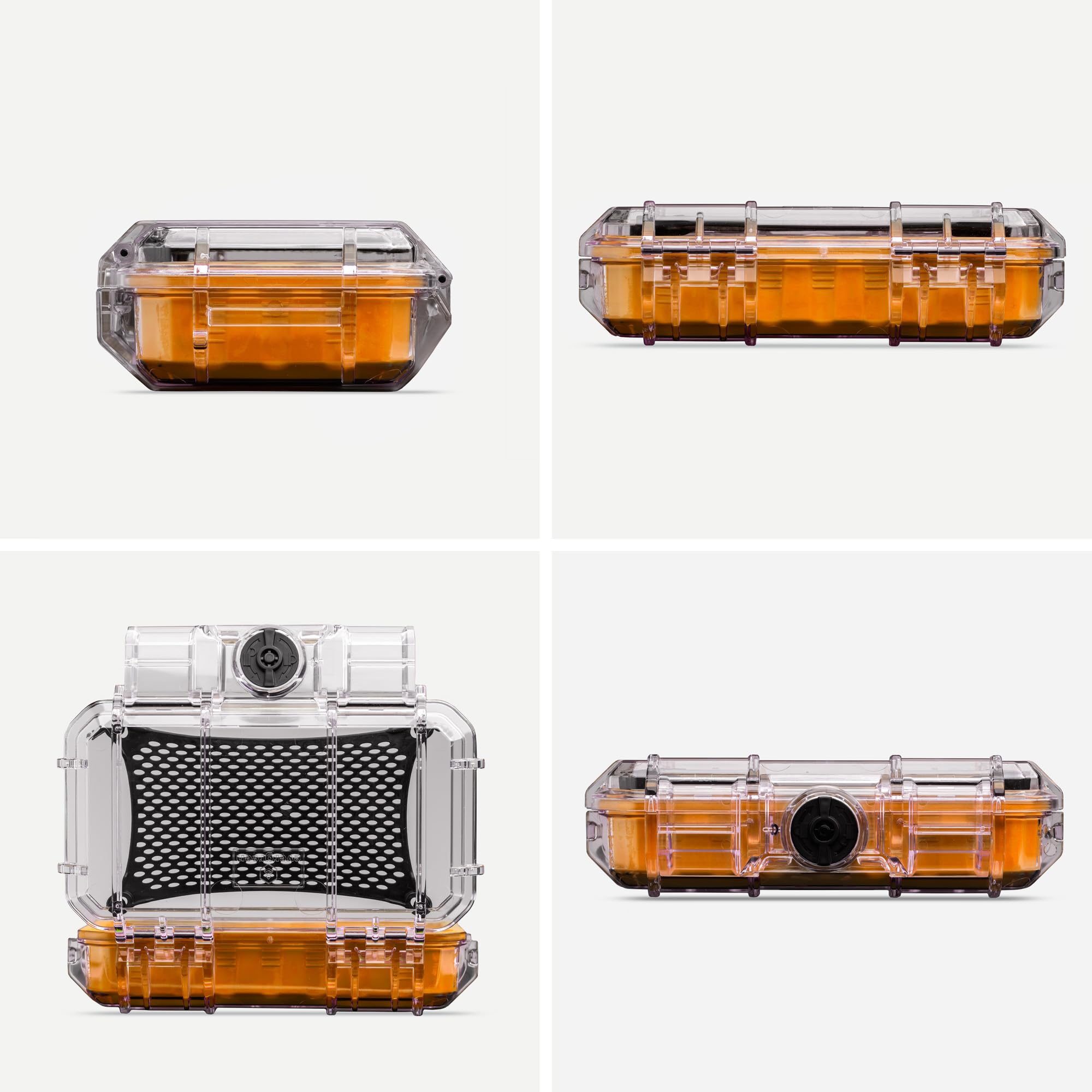 Evergreen 56 Clear Waterproof Dry Box Protective Case Colored Rubber Insert - Travel Safe/MilSpec/USA Made - Tackle Organization of Cameras, Phones, Camping, Fishing, Travel, Water Sports (Orange)
