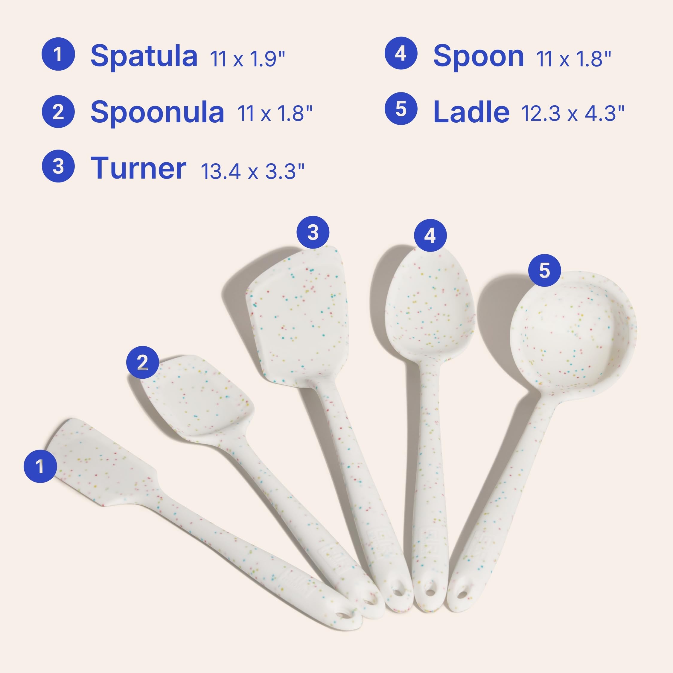 GIR Juego de utensilios de cocina de silicona de 5 piezas, utensilios de cocina no tóxicos para cocinar y hornear, resistentes al calor, grado alimenticio, espátula de goma apta para lavavajillas