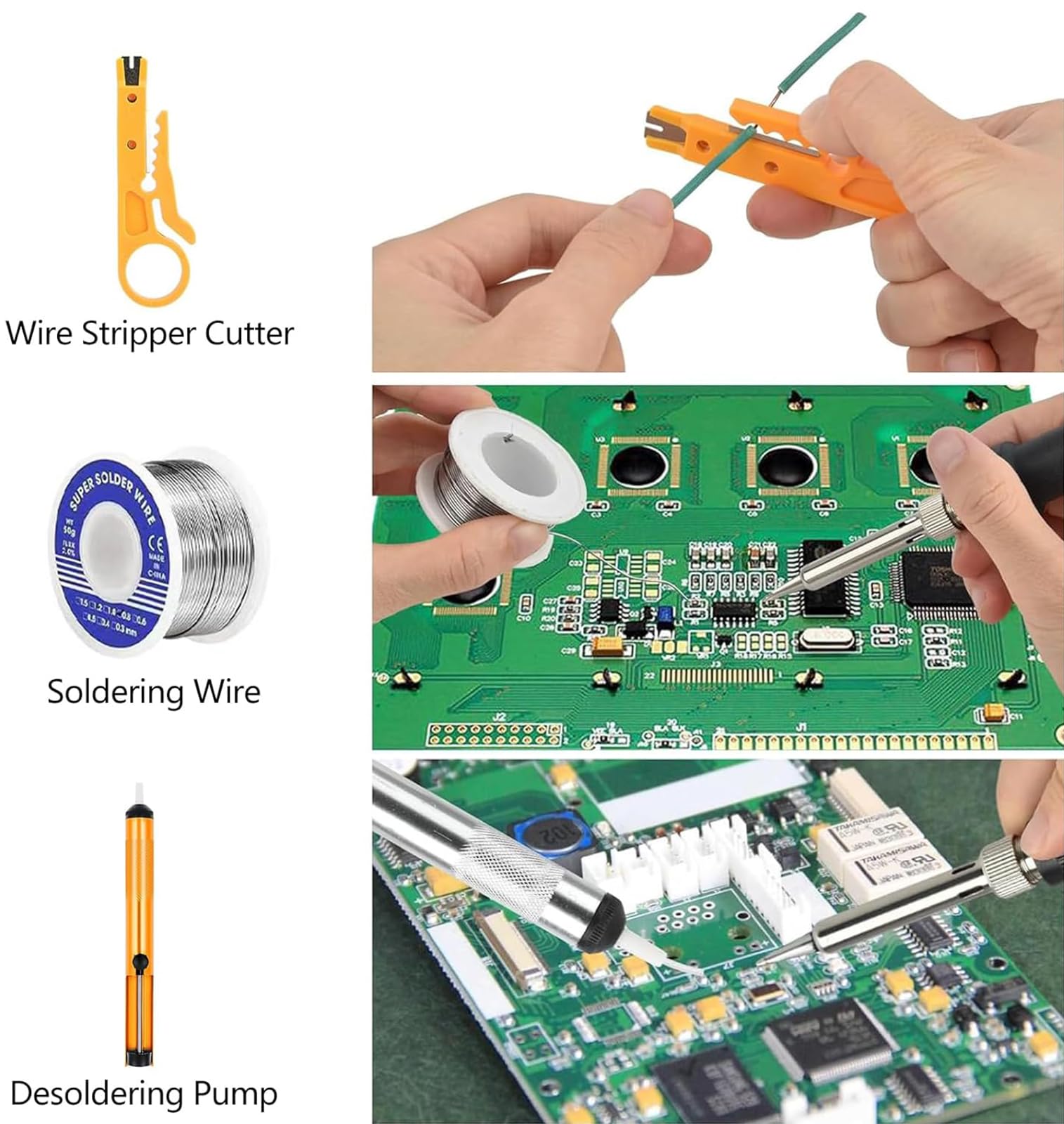 Saldatore a Stagno 80W Professionale con LCD, Temperatura Regolabile 180-520°C, Kit 13 in 1 per Elettronica