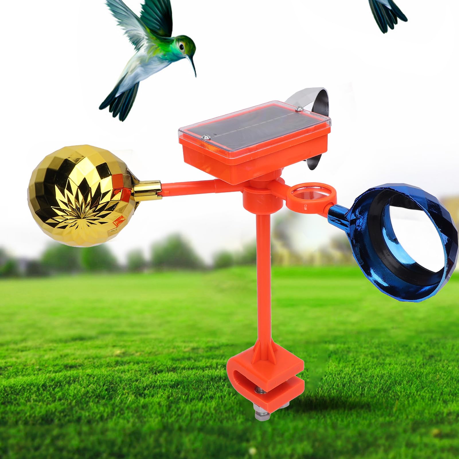 Dispositivo Disuasorio para Espantapájaros con Voz Visual, Carga Solar, Prismas Reflectantes de 360°, Dispositivos para Ahuyentar Pájaros para Jardín, Techo, Granja, Patio Exterior