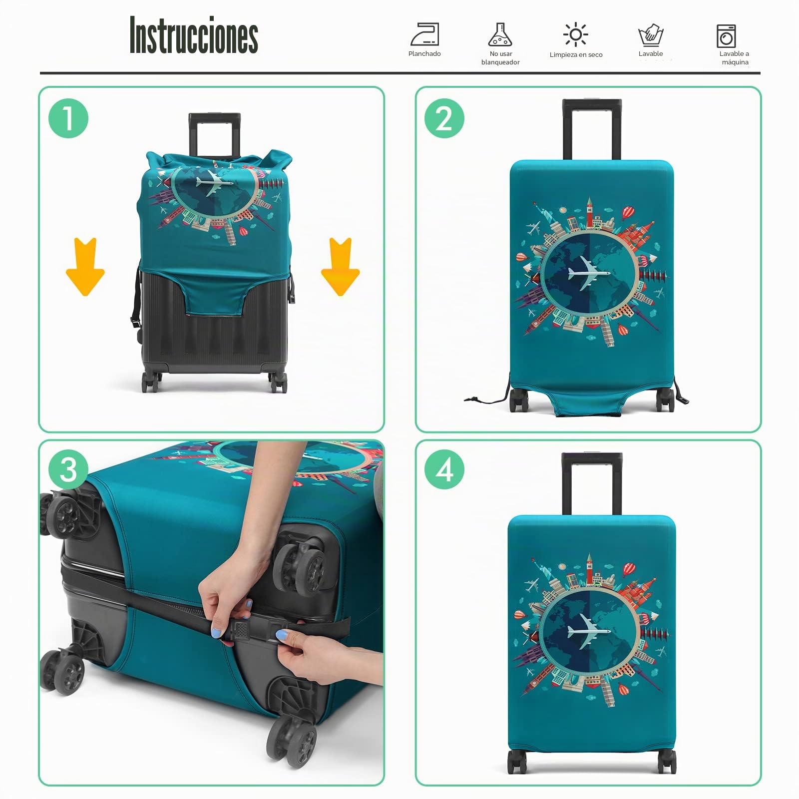 Funda para Maleta de 18 a 32 Pulgadas, de Fibra de carbón de bambú, de poliéster, Transparente, Funda Protectora para Carrito de Viaje