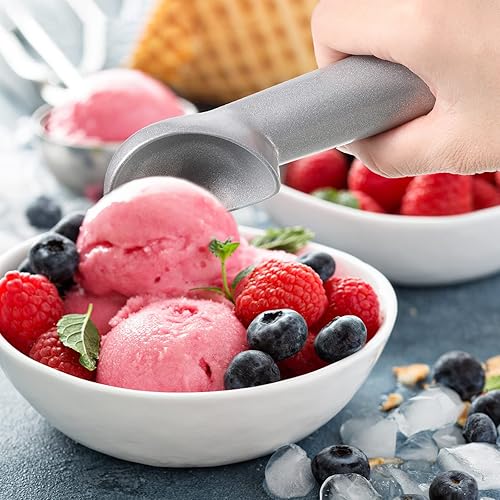 Miniatura 6 de 3 cucharas de helado de 7 pulgadas, antiadherentes, anticongelación, con mango cómodo, diseño de aleación de aluminio, cuchara de helado