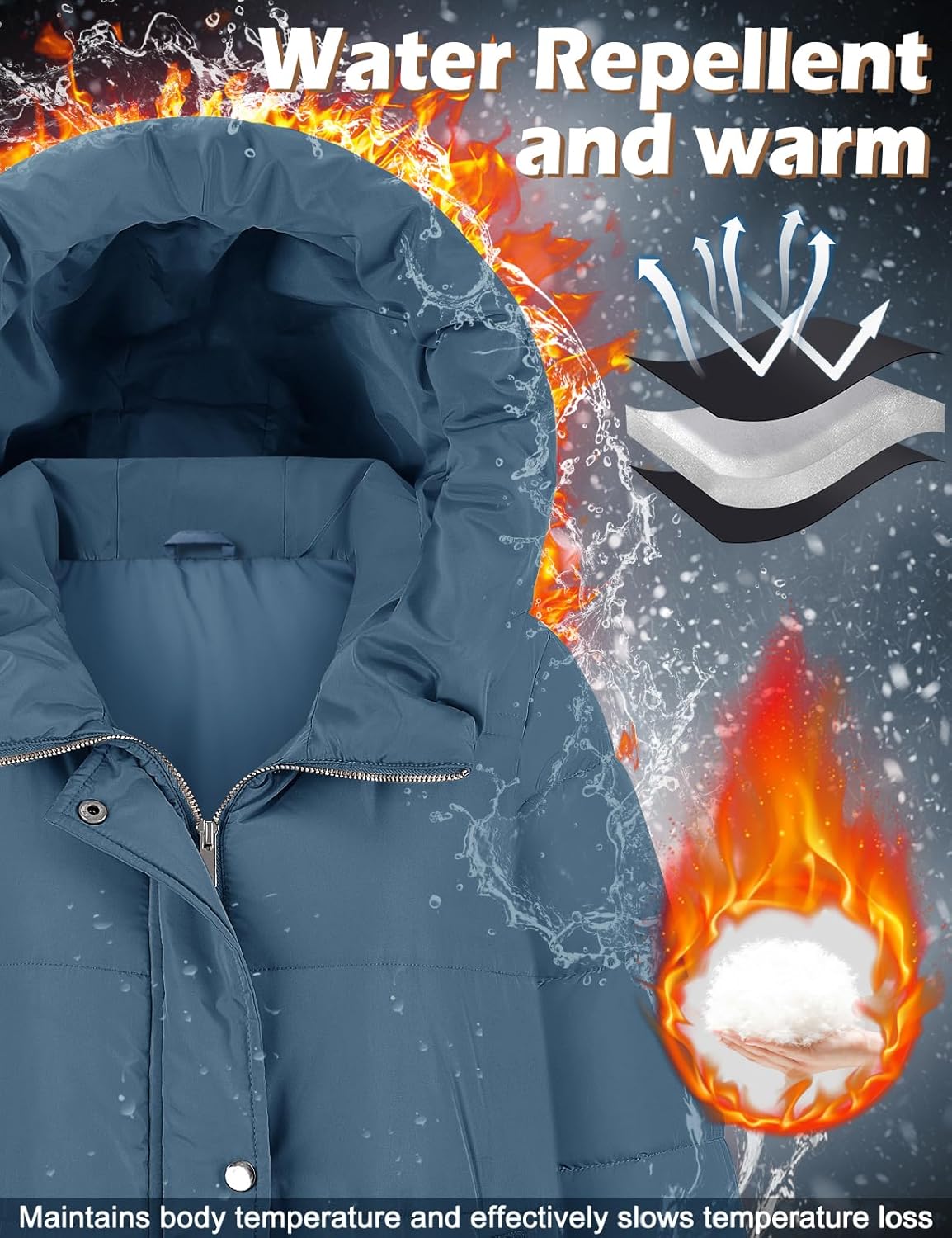 Jyanl Womens Winter Long Puffer Coat Thicken Ladies Quilted Jacket Puffy Padded Zip Hood Parka Side Zipper Trendy 2026 - Image 6