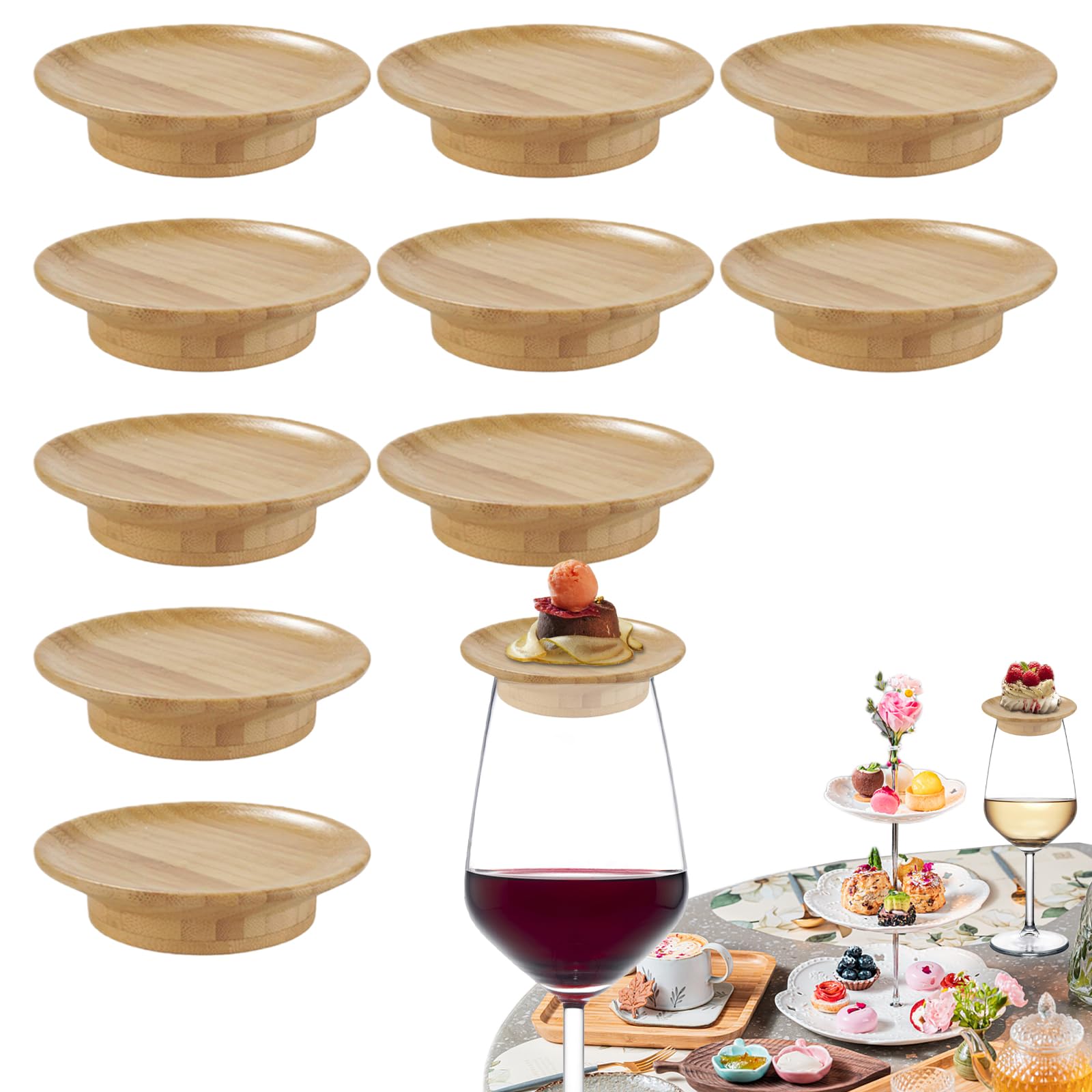 Wine Glass Charcuterie Topper, Weinglasaufsatz, verhindert Rotweinspritzer, Mini Weinglas Aufsatz Vorspeisenteller, für Vorspeisenteller und Desserts (10 Stück)