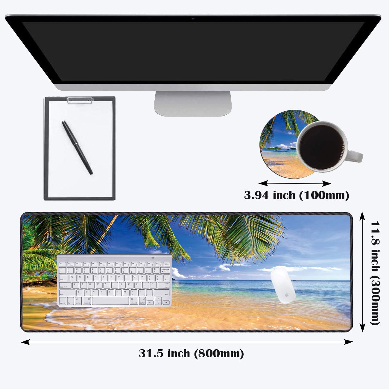 Ergonomic Mouse Pad Wrist Support With Coasters Set, Cute Large Wrist Rest Pad With Non-Slip PU Base For Laptop Computer Home Office Working Gaming Pain Relief, Pink Roses - Tangle-free Cords, Free Shipping
